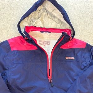 Vineyard Vines Navy and Pink Hooded Jacket size medium